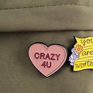 NWT Light Pink Heart Enamel Lapel Pin, CRAZY 4U - Brand New! Fun Gift 🎁
